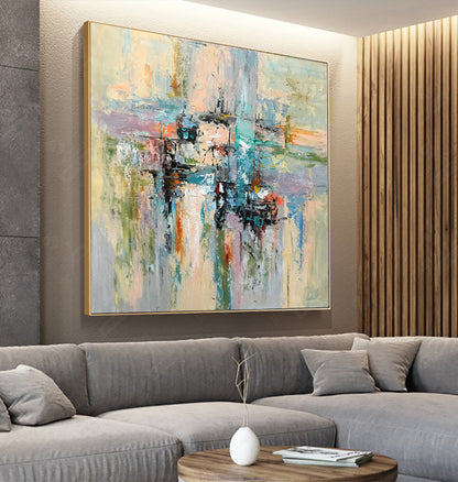 Abstract Harmony: Colorful Oil Painting for Modern Home Decor