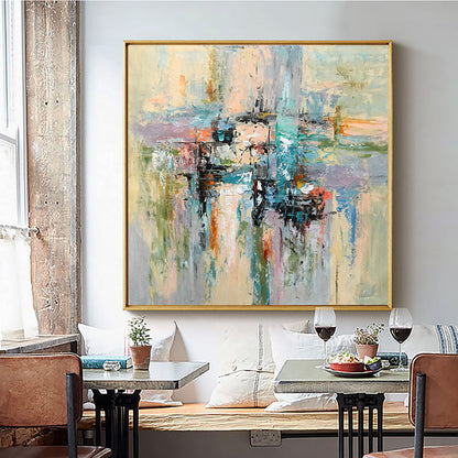 Abstract Harmony: Colorful Oil Painting for Modern Home Decor