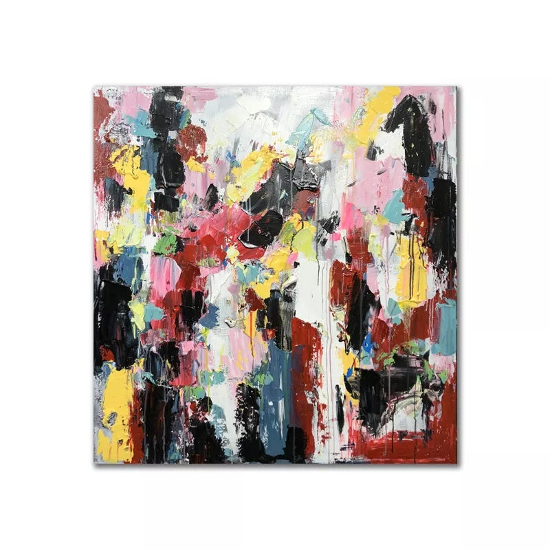 Vibrant Abstract Oil Painting Capturing Love and Energy in Colorful Swirls