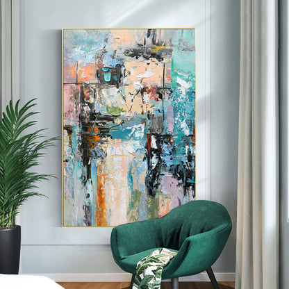 Abstract Serenity: Colorful Oil Painting for Modern Home Décor