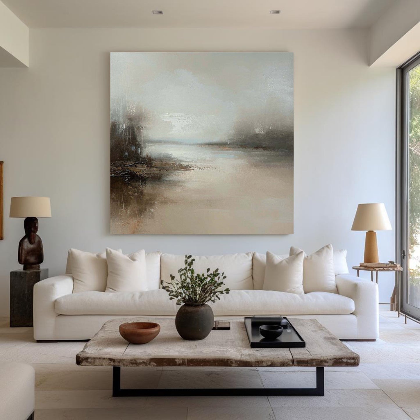 Serene Modern Abstract Landscape Oil Painting for Contemporary Home Decor