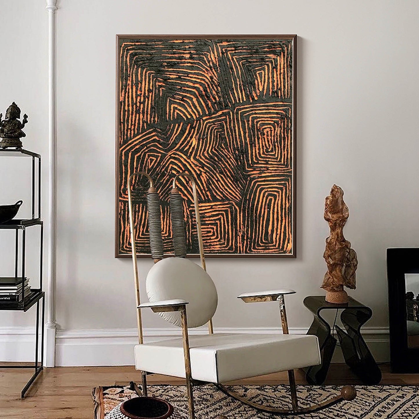 Abstract Minimalist Line Art Oil Painting for Modern Home Decor