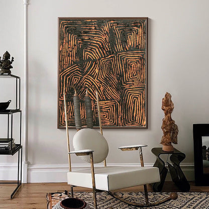 Abstract Minimalist Line Art Oil Painting for Modern Home Decor