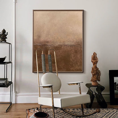 Elegant Minimalist Abstract Oil Painting in Earthy Tones for Modern D√©cor