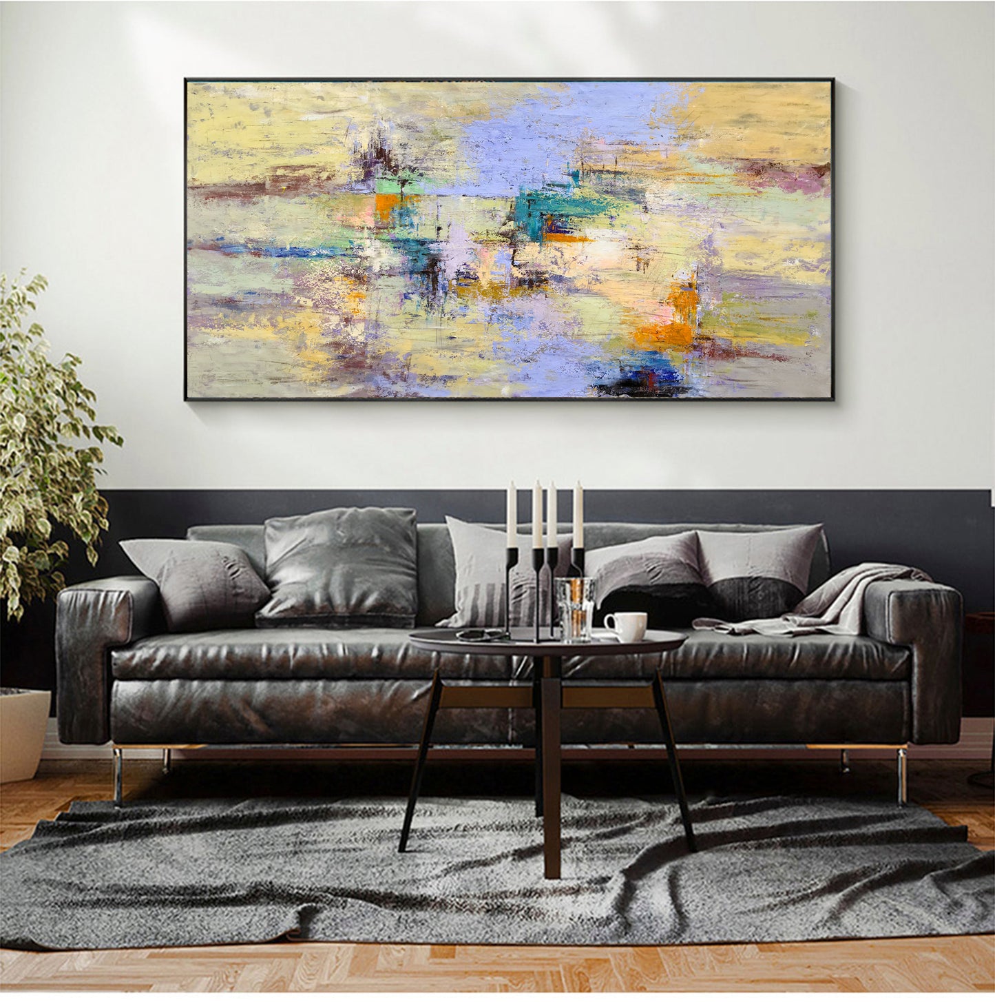 Abstract Serenity: Vibrant Oil Painting for Modern Home Decor