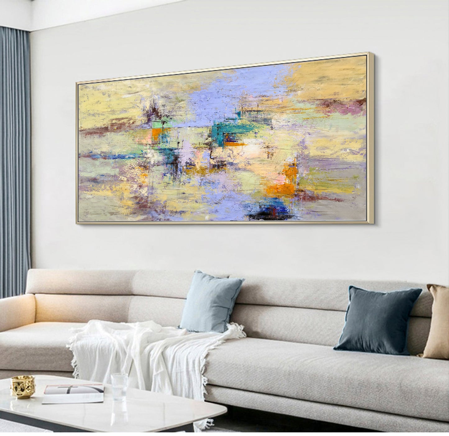 Abstract Serenity: Vibrant Oil Painting for Modern Home Decor