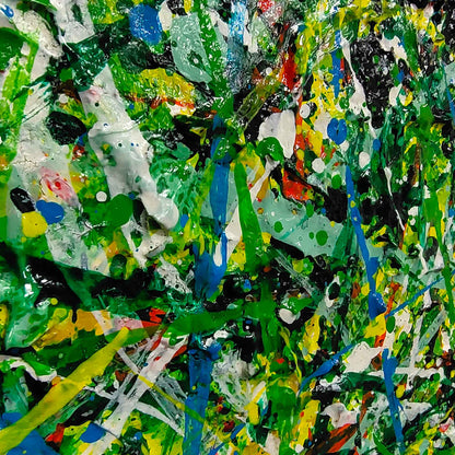 Vibrant Green Abstract Oil Painting for Modern Home Decor