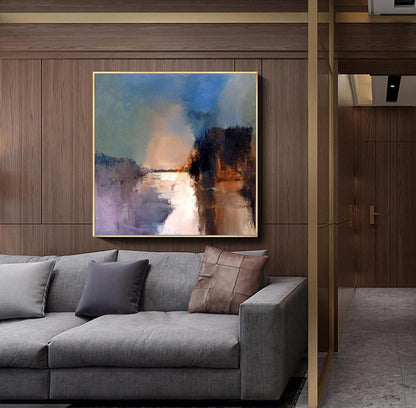 Tranquil Waterscape: Serene Oil Painting for Modern Home Decor