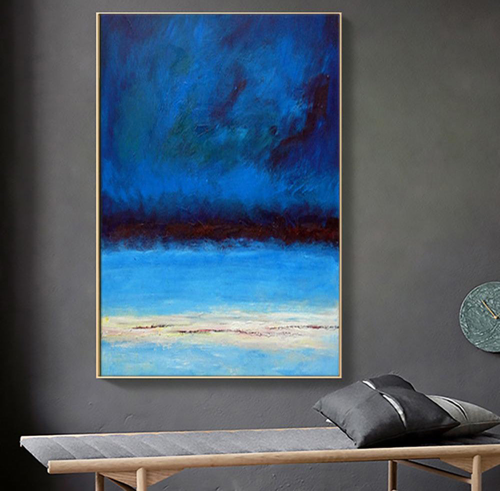 Vibrant Nordic Nightscape - Abstract Oil Painting for Modern Home Decor