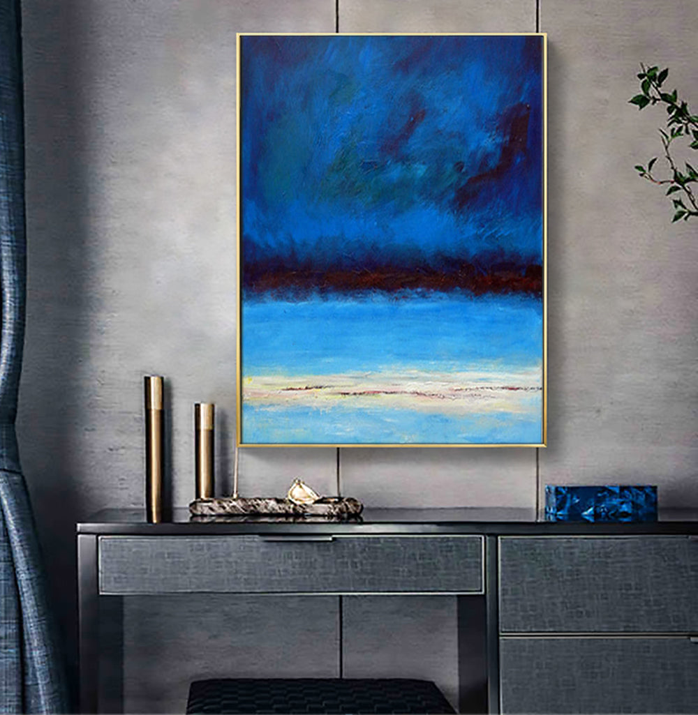 Vibrant Nordic Nightscape - Abstract Oil Painting for Modern Home Decor