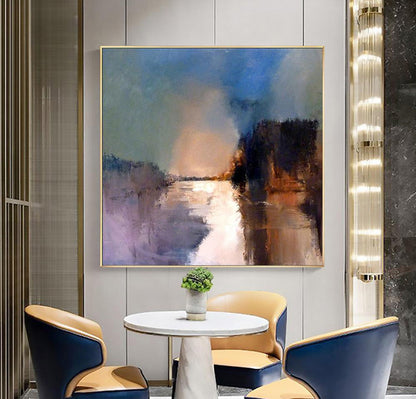 Tranquil Waterscape: Serene Oil Painting for Modern Home Decor