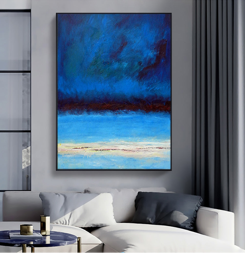 Vibrant Nordic Nightscape - Abstract Oil Painting for Modern Home Decor