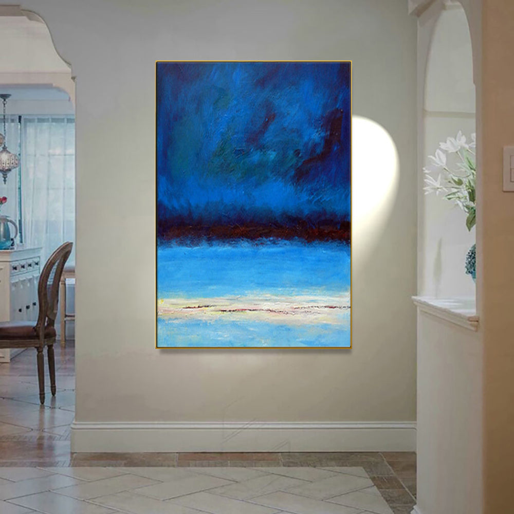 Vibrant Nordic Nightscape - Abstract Oil Painting for Modern Home Decor