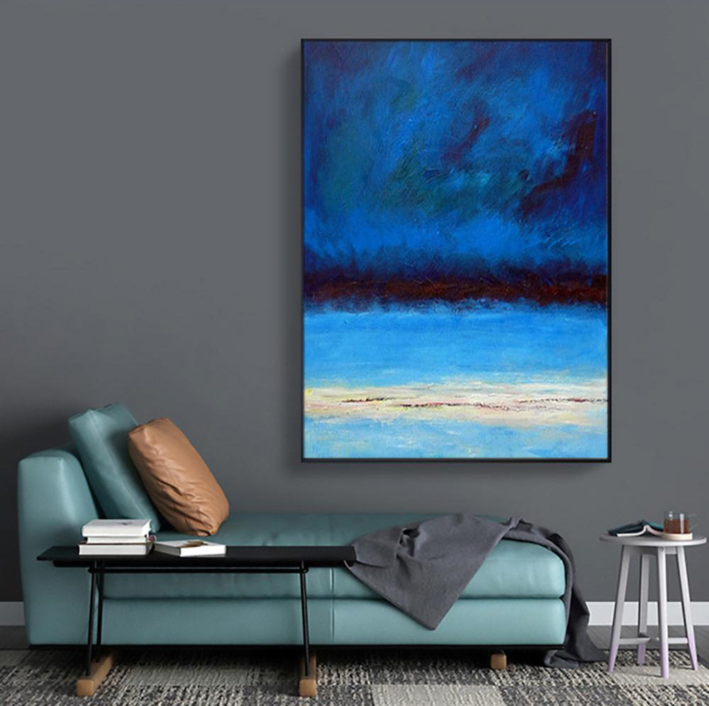 Vibrant Nordic Nightscape - Abstract Oil Painting for Modern Home Decor