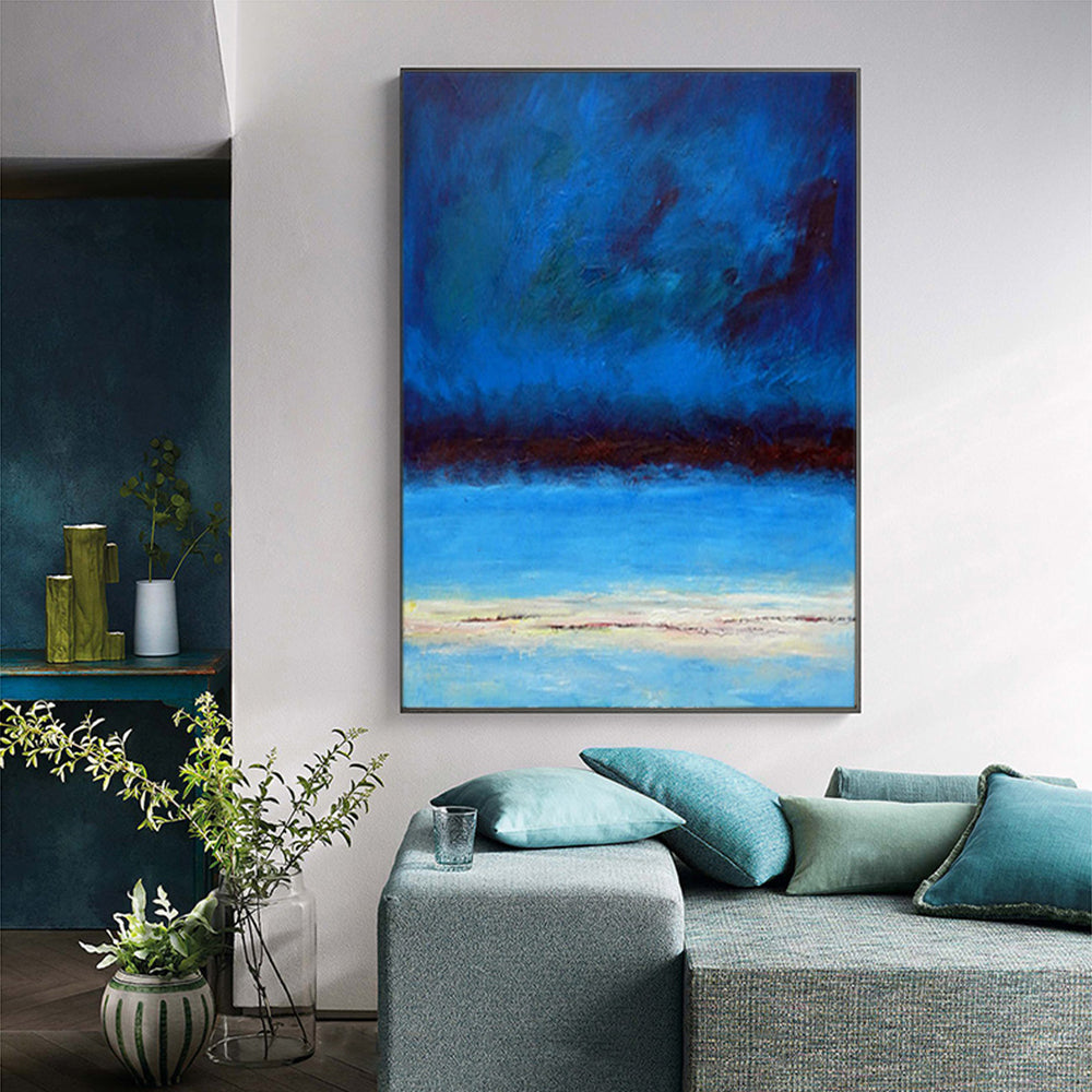 Vibrant Nordic Nightscape - Abstract Oil Painting for Modern Home Decor