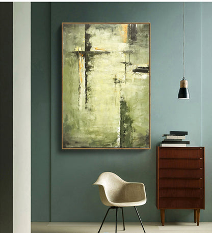 Serene Green Abstract Oil Painting for Modern Home Decor and Art Lovers