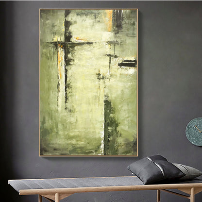 Serene Green Abstract Oil Painting for Modern Home Decor and Art Lovers