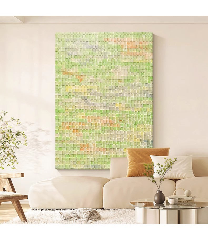 Serene Green Abstract Oil Painting for Modern Home Decor