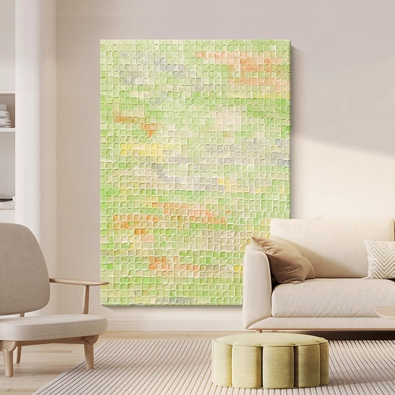 Serene Green Abstract Oil Painting for Modern Home Decor