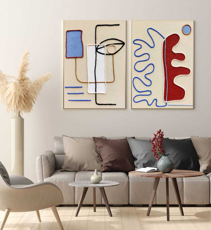 Abstract Minimalist Line Art Oil Painting for Modern Home Decor