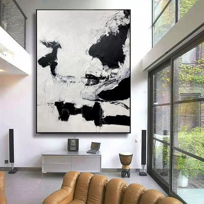 Abstract Black and White Oil Painting for Modern Home Decor