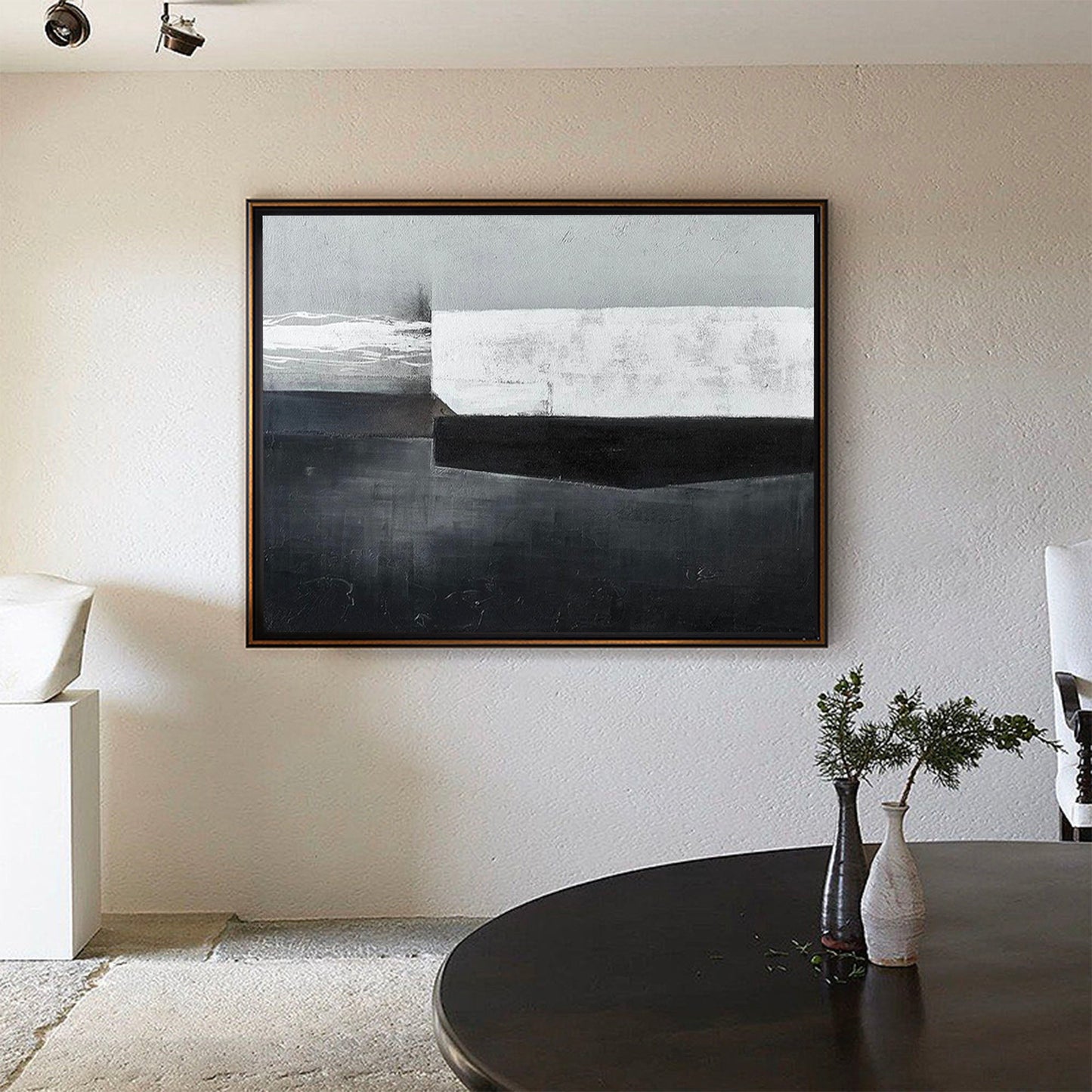 Modern Wabi-Sabi Oil Painting for Minimalist Home Decor