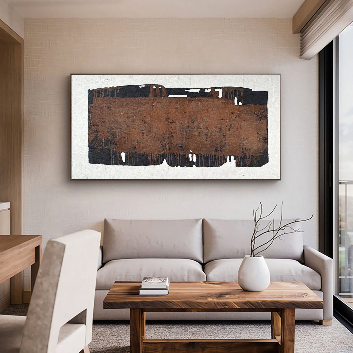 Wabi-Sabi Minimalist Oil Painting on Canvas for Modern Home D√©cor