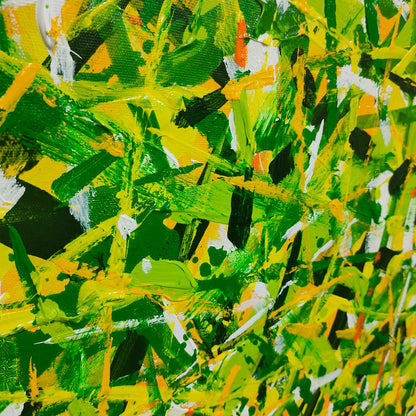 Vibrant Green Abstract Oil Painting for Modern Home Decor