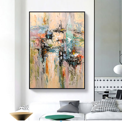 Colorful Abstract Oil Painting of a Dreamlike Utopian Landscape