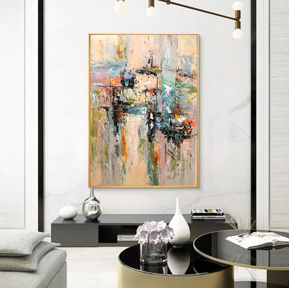 Colorful Abstract Oil Painting of a Dreamlike Utopian Landscape