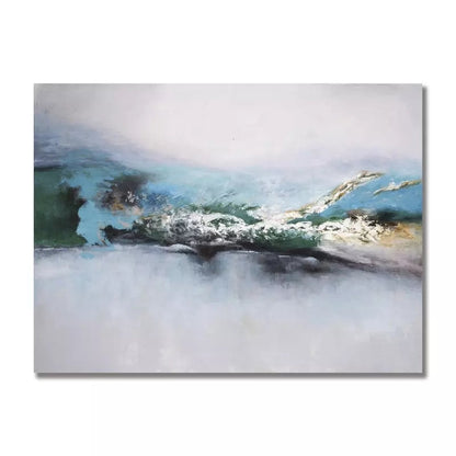 Serene Coastal Waves Abstract Oil Painting for Calming Home Decor