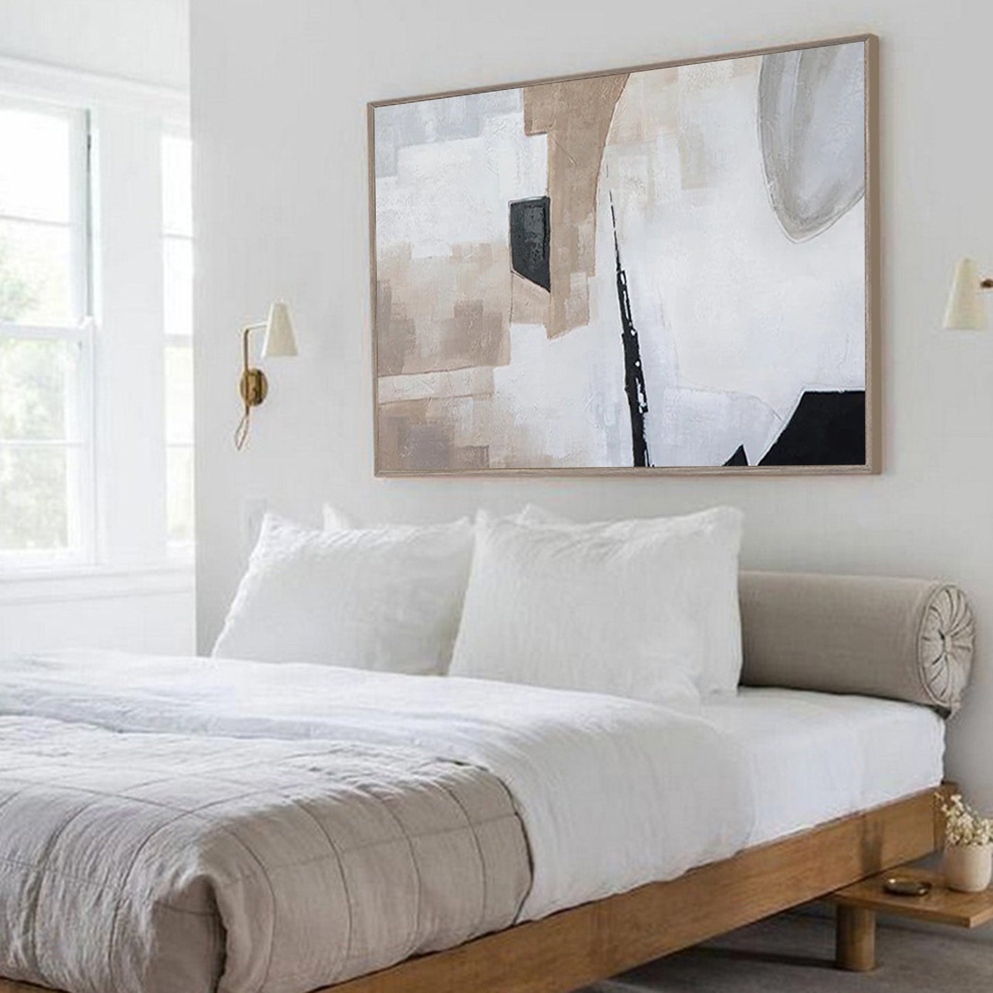 Elegant Wabi-Sabi Abstract Oil Painting for Minimalist Home Decor