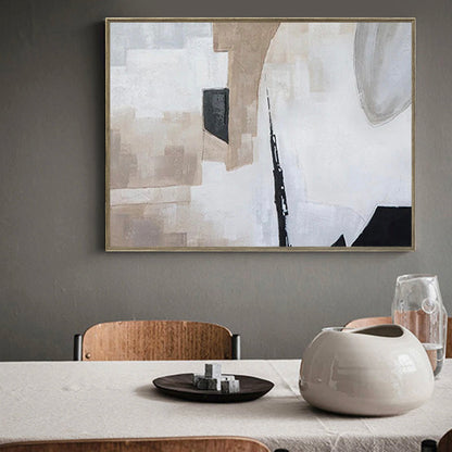 Elegant Wabi-Sabi Abstract Oil Painting for Minimalist Home Decor