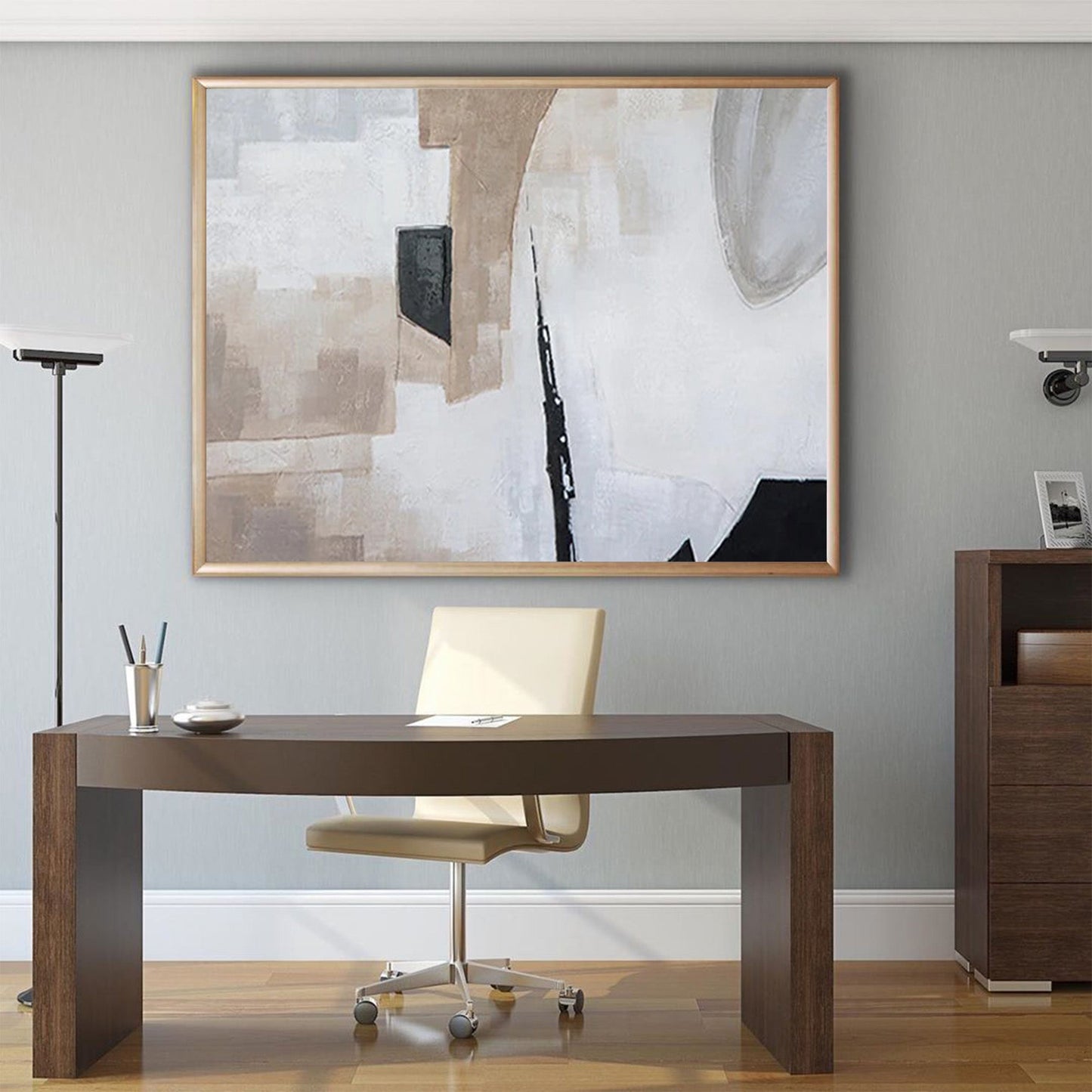 Elegant Wabi-Sabi Abstract Oil Painting for Minimalist Home Decor