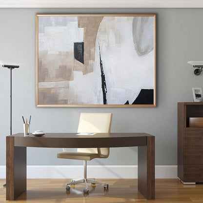Elegant Wabi-Sabi Abstract Oil Painting for Minimalist Home Decor