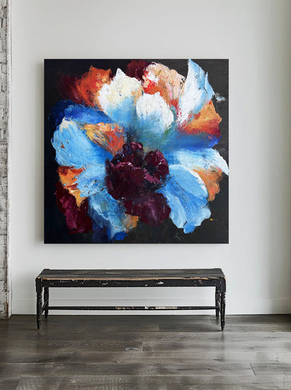 Vibrant Abstract Floral Oil Painting for Modern Home Decor