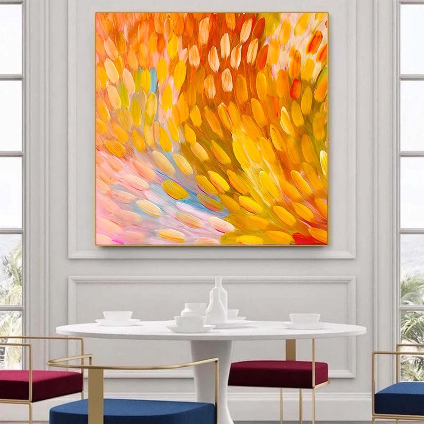 Vibrant Abstract Oil Painting with Bright Colors for Modern Home Decor