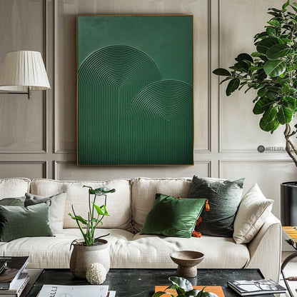 Serene Green Abstract Oil Painting for Modern Minimalist Home Decor