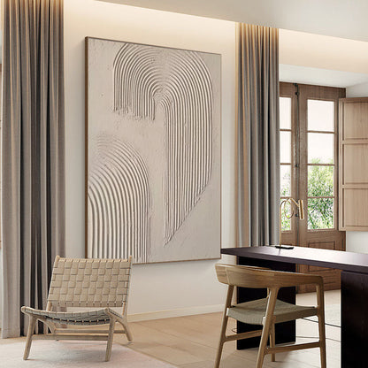 Beige and Brown Modern Abstract Oil Painting for Elegant Home Decor