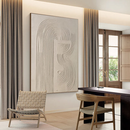 Elegant Beige Abstract Oil Painting for Modern Minimalist Home Decor