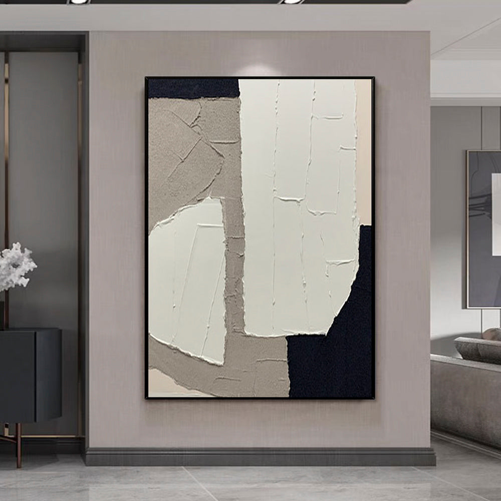 Abstract Elegance: Modern Oil Painting in Neutral Tones for Contemporary Spaces