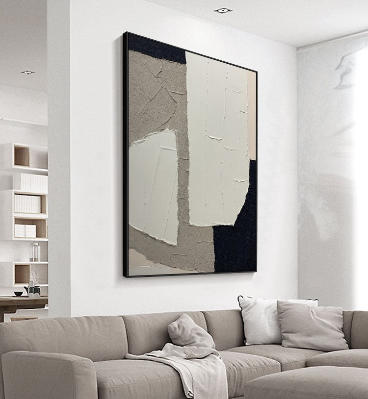 Abstract Elegance: Modern Oil Painting in Neutral Tones for Contemporary Spaces