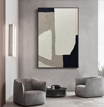 Abstract Elegance: Modern Oil Painting in Neutral Tones for Contemporary Spaces