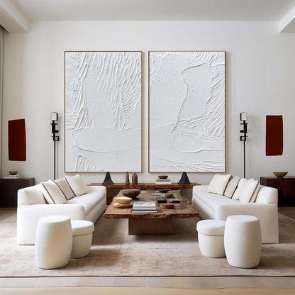 Elegant White Minimalist Abstract Art - Modern Wall Decor for Stylish Homes
