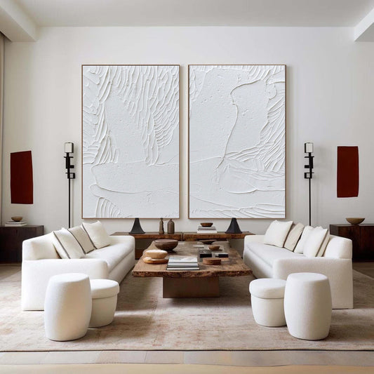 Elegant White Minimalist Abstract Art - Modern Wall Decor for Stylish Homes