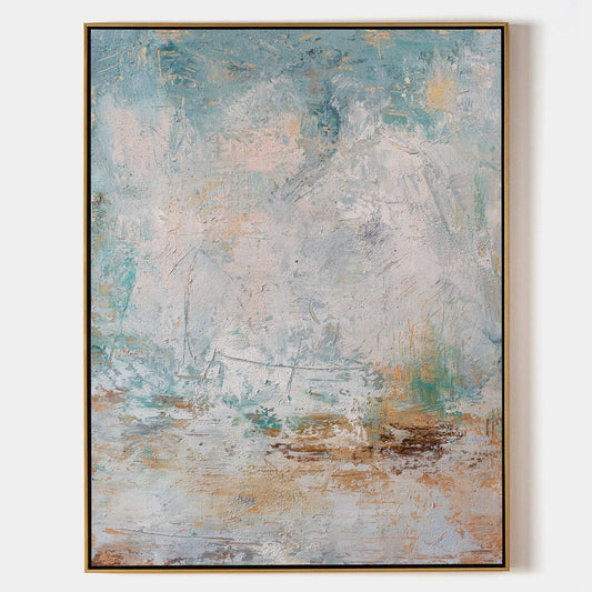 Serene Blue Abstract Oil Painting for Modern Home Decor and Art Enthusiasts