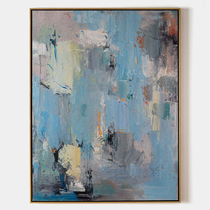 Vibrant Blue Abstract Oil Painting for Modern Home Decor