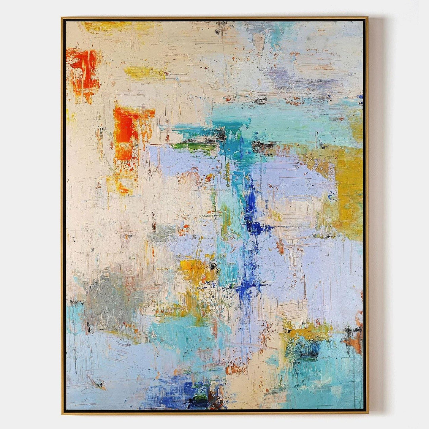 Vibrant Abstract Oil Painting with Dynamic Colors and Textures for Modern Decor