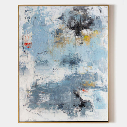 Serene Blue Abstract Oil Painting for Modern Home Decor