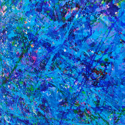 Vibrant Blue Abstract Oil Painting for Modern Home Decor